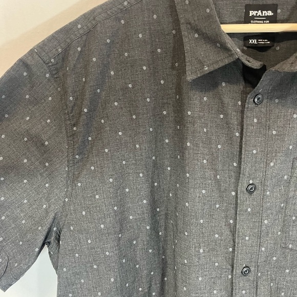 Prana Men's Tinline Shirt Short Sleeve Grey Button Down Organic Cotton Size XXL - Picture 3 of 7